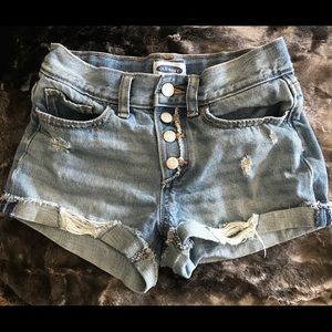 Distress Girl’s Button up Jean Shorts Size 10
